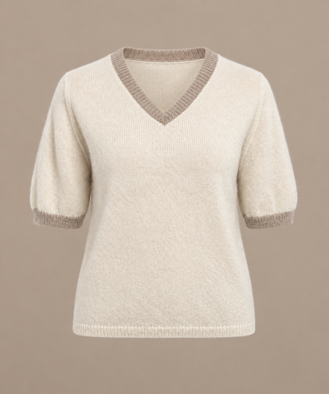Roze alpaca T-shirt met V-hals