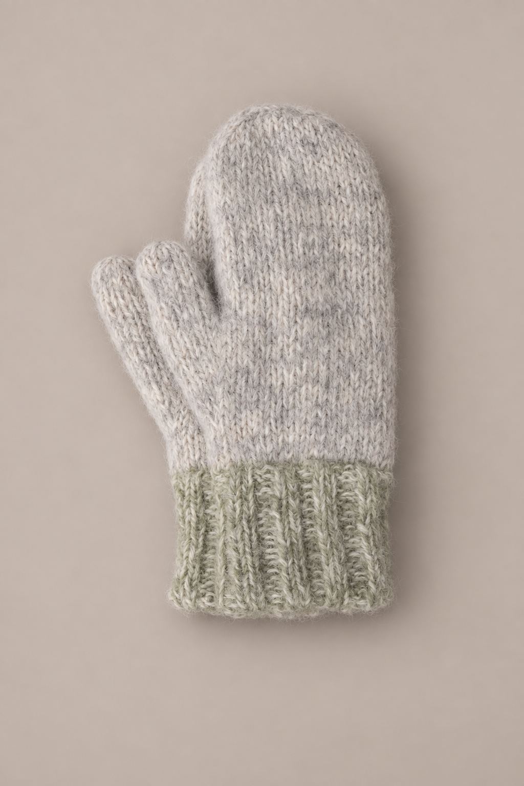 ZARA alpaca wanten light grey/cloudy white/moss green