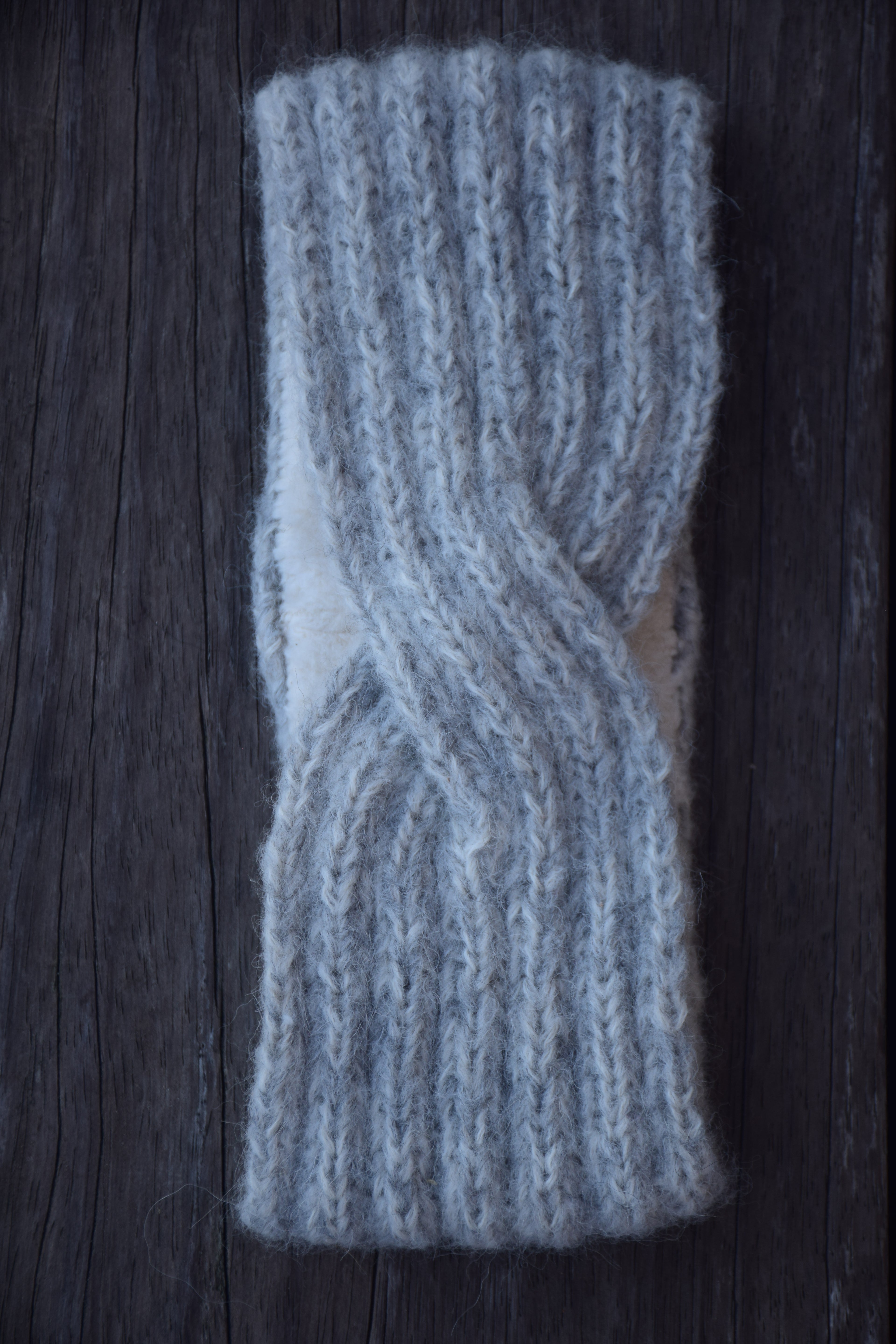 ZENA alpaca headband light grey/cloudy white